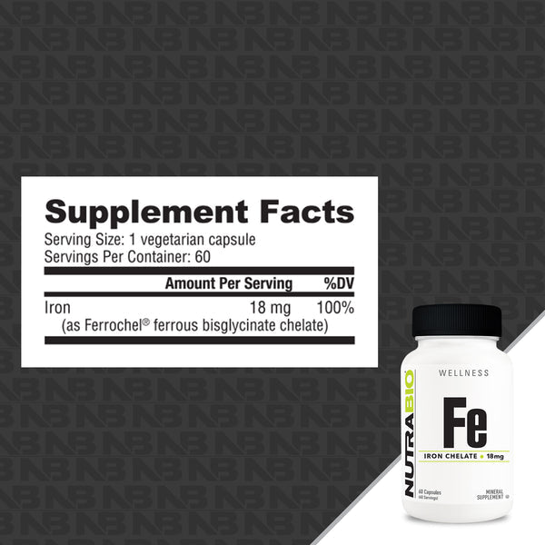 Fe Iron Chelate 18mg 60 Vegetable Capsules