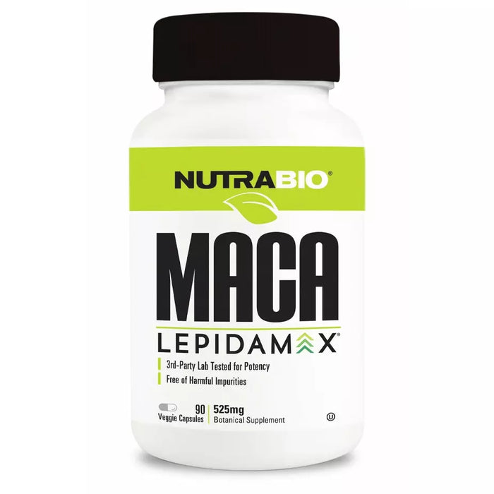 NutraBio Maca 525mg (Lepidamax) - 90 Vegetable Capsules