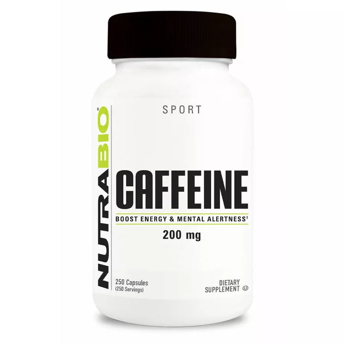 NutraBio Caffeine (200mg) - 100 Vegetable Capsules