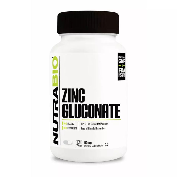 NutraBio Zinc Gluconate 400mg | 120 Servings