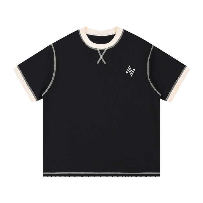 Contrast-Stitched Cotton Tee | Street Fit