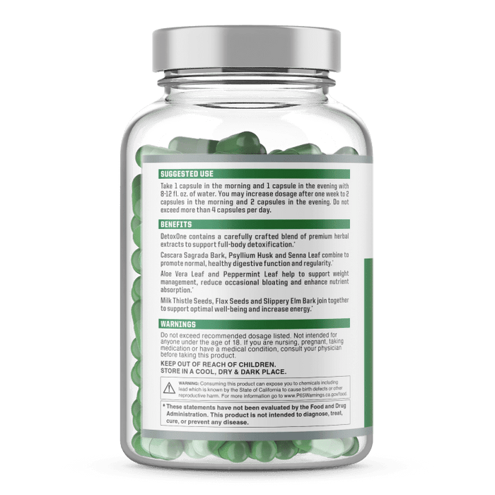 Detox One supplement bottle – natural cleanse support”